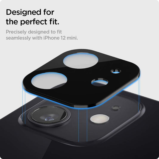 Techsuit takakameran suojakalvo Apple iPhone 12:lle, karkaistu lasi, musta