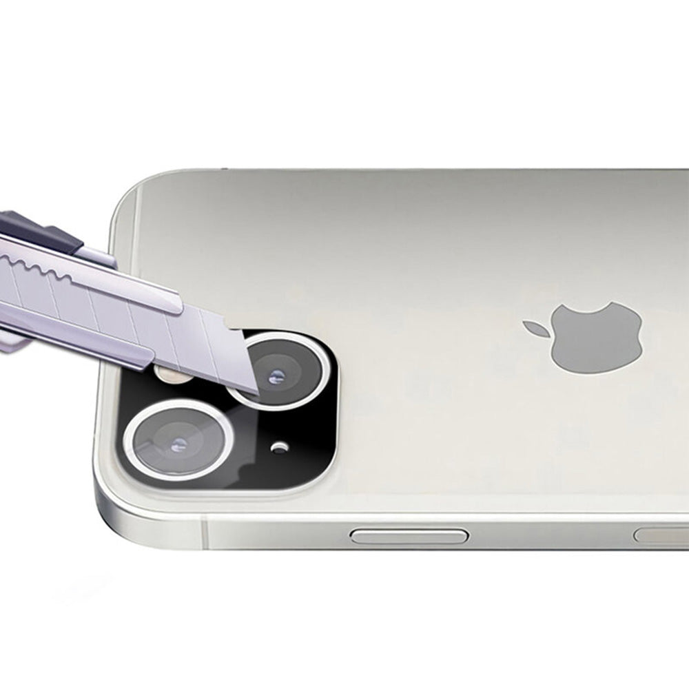 Techsuit takakameran suojakalvo Apple iPhone 13 mini / 13:lle, karkaistu lasi, musta