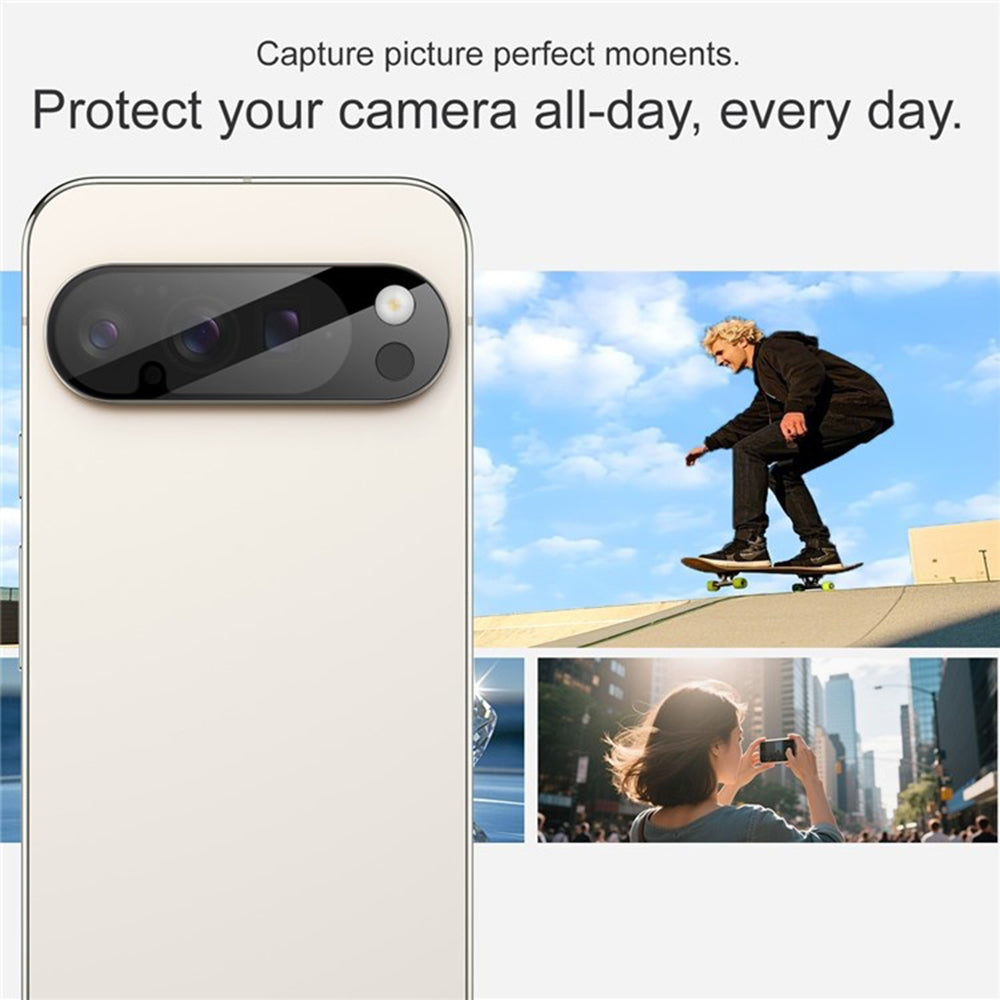 Techsuit takakameran suojakalvo Google Pixel 10 Pro XL:lle, karkaistu lasi, musta