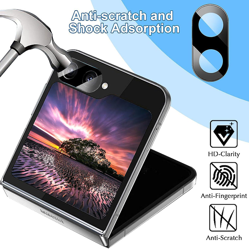 Techsuit takakameran suojakalvo Samsung Galaxy Z Flip6 F741:lle, karkaistu lasi, musta