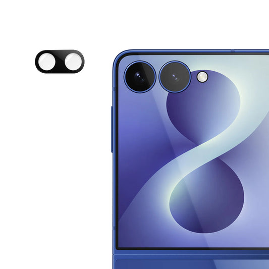 Techsuit takakameran suojakalvo Samsung Galaxy Z Flip8 F776:lle, karkaistu lasi, musta