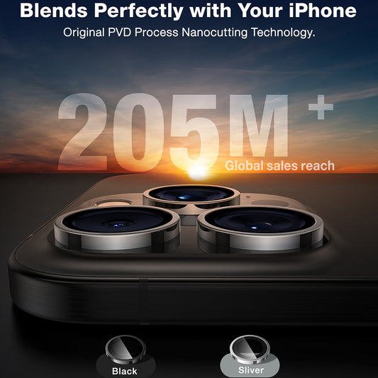 Torras Lensguard takakameran suojakalvo Apple iPhone 16 Pro Max / 16 Pro -puhelimelle, karkaistu lasi, metallinhohtoinen harmaa