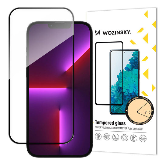 WZK Näytönsuoja Apple iPhone 15 Pro Max, Suojalasi, Täysliima, Koteloystävällinen, Musta