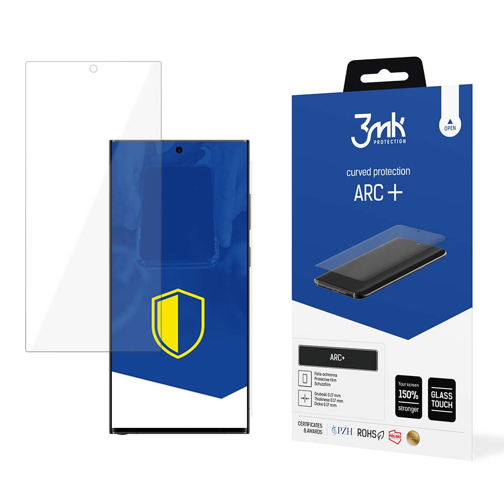 Näytönsuoja 3MK ARC+ Samsung Galaxy S23 Ultra S918, Muovi 