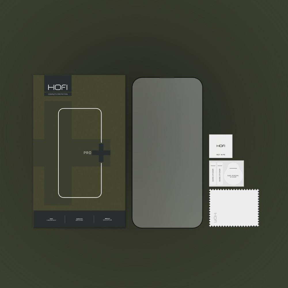 HOFI PRO+ Näytönsuoja Apple iPhone 14 Pro:lle, Karkaistu Lasi, Täysi Liima, Musta