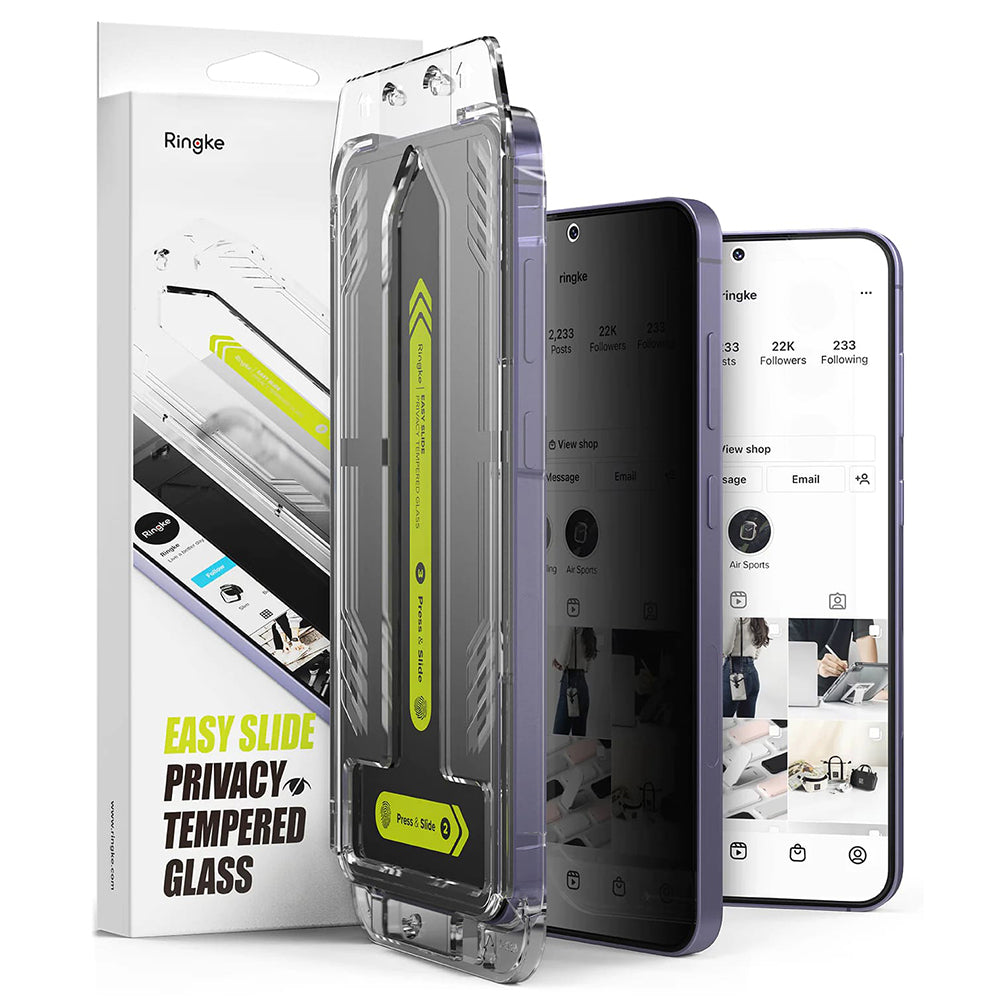 Privacy Ringke Easy Slide -näytönsuojakalvo Samsung Galaxy S25+ S936 / S24+ S926 -puhelimille, karkaistu lasi, täysliima, 2 kappaleen setti