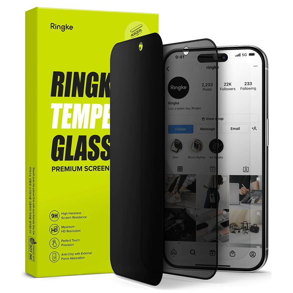 Suojakalvo Privacy Ringke Apple iPhone 15 Pro Max, Panssarilasi, Full Glue