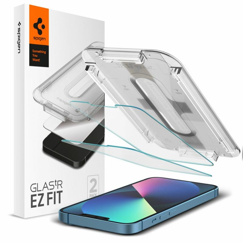 Spigen GlastR EZ FIT Screen Protector for Apple iPhone 17e / 16e / 14 / 13 Pro, Tempered Glass, Full Glue, Set of 2 pieces AGL03385