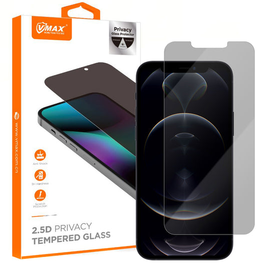 Privacy Vmax -näytönsuoja Apple iPhone 12 Pro Maxille, karkaistu lasi, täysiliimainen, 2.5D