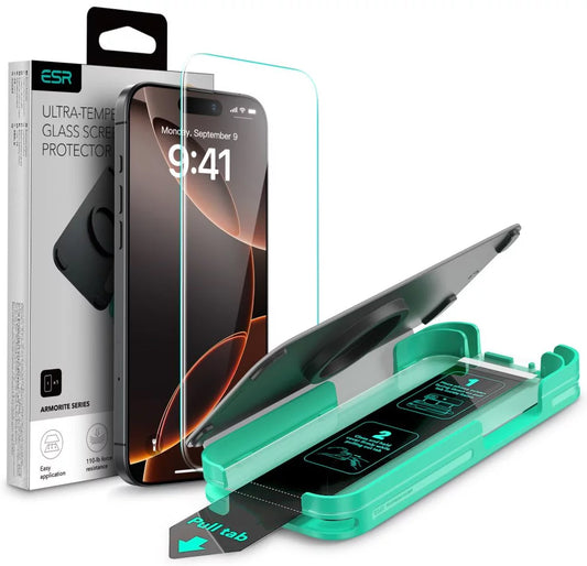ESR Armorite -näytönsuojakalvo Apple iPhone 16 Pro Maxille, Panssarilasi, Täysliima, Musta