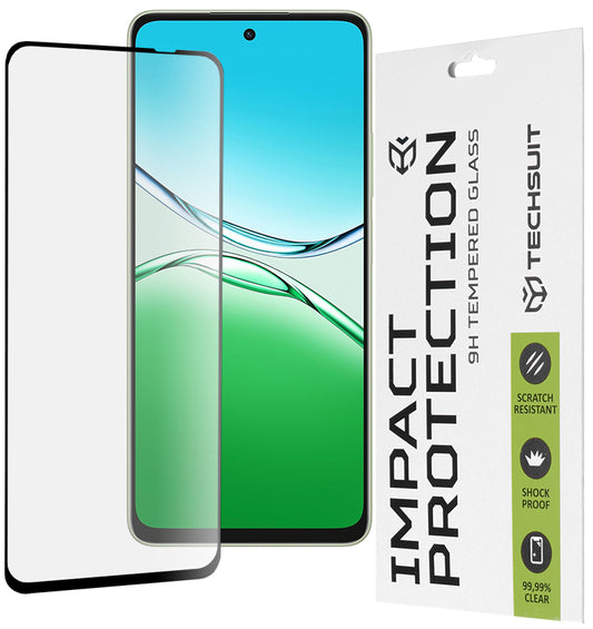 Techsuit-näytönsuoja Oppo A5 Pro 4G / A5 Pro -puhelimelle, karkaistu lasi, täysiliimainen, 111D, musta