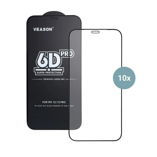 Veason PRO -näytönsuoja Apple iPhone 17 Prolle, karkaistu lasi, täyshartsi, 10 kappaleen setti, 6D, musta