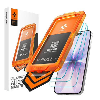 Spigen GlastR Align Master Slim -suojakalvo Apple iPhone 17:lle, Panssarilasi, Täysliima, 3 kappaleen setti AGL10484