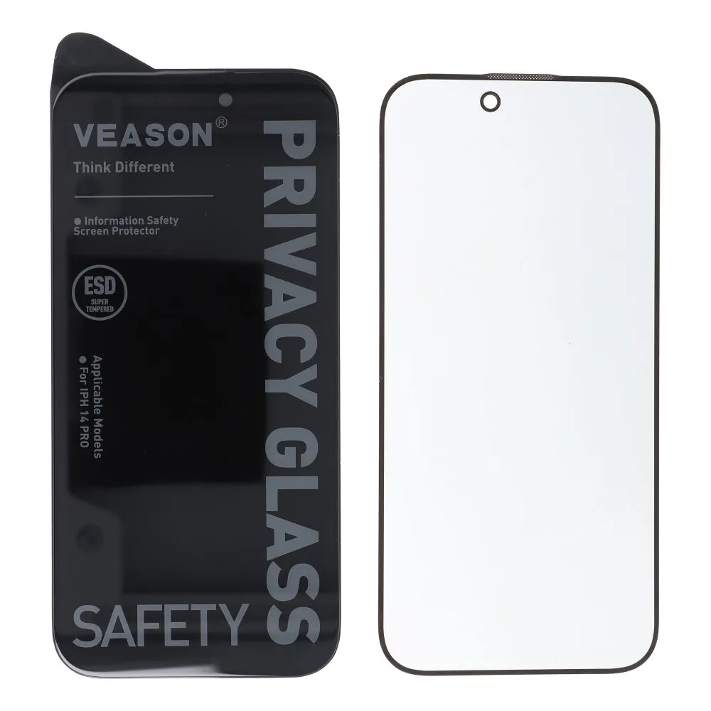 Veason Privacy -näytönsuoja Apple iPhone 17 Pro Maxille, karkaistu lasi, täysi liima, 6D