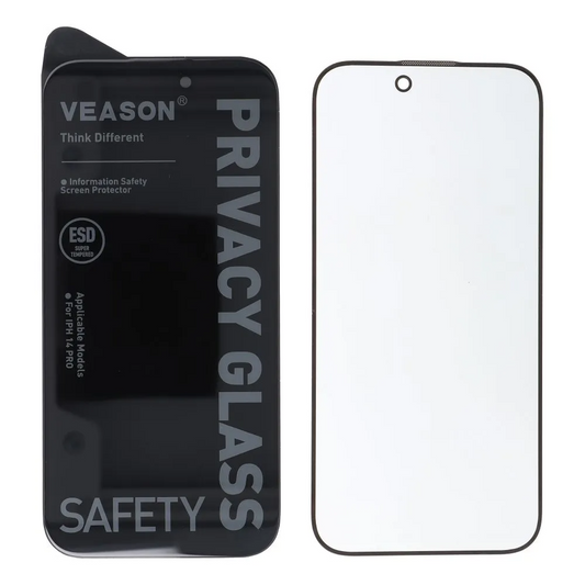 Veason Privacy -näytönsuoja Apple iPhone 17 Pro Maxille, karkaistu lasi, täysi liima, 6D