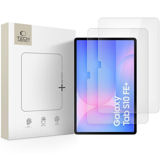 Tech-Protect FIT+ näytönsuojakalvo Samsung Galaxy Tab S10 FE+:lle, Panssarilasi, Täysliima, 2 kappaleen setti, 2.5D