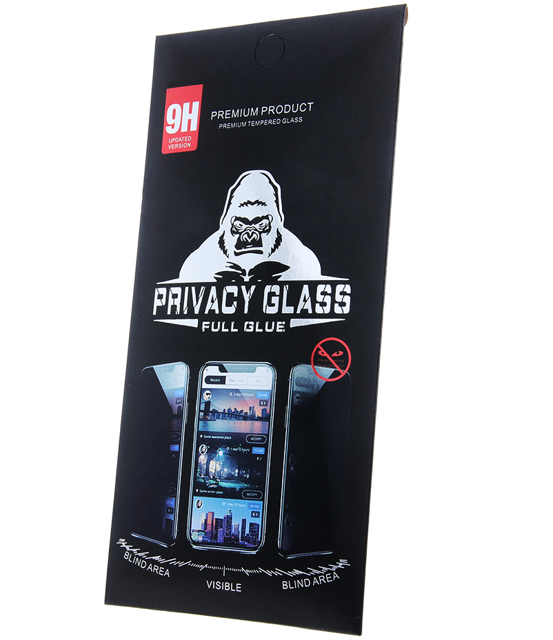 OEM Privacy-näytönsuoja lasi Apple iPhone 18 Pro Maxille, Karkaistu lasi, Täysi liima