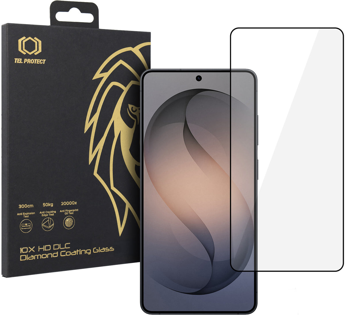 Tel Protect 10X HD DLC Diamond Coating -näytönsuojalasi Samsung Galaxy S26 Ultra S948 -puhelimelle, karkaistua lasia, koko pinnalta liimautuva, musta