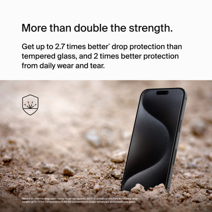Belkin ScreenForce UltraGlass 2 Screen Protector for Apple iPhone 15 Pro Max, Tempered Glass, Full Glue OVA134zz