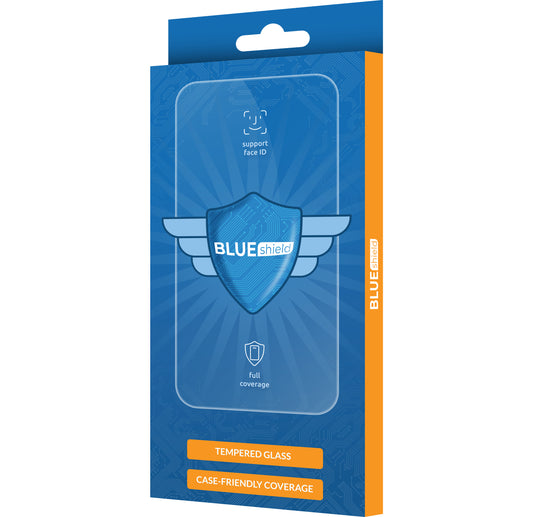 Folie de protectie Ecran Blue Shield pentru Motorola Moto G85, Sticla Securizata, Edge Glue, Case Friendly, Neagra