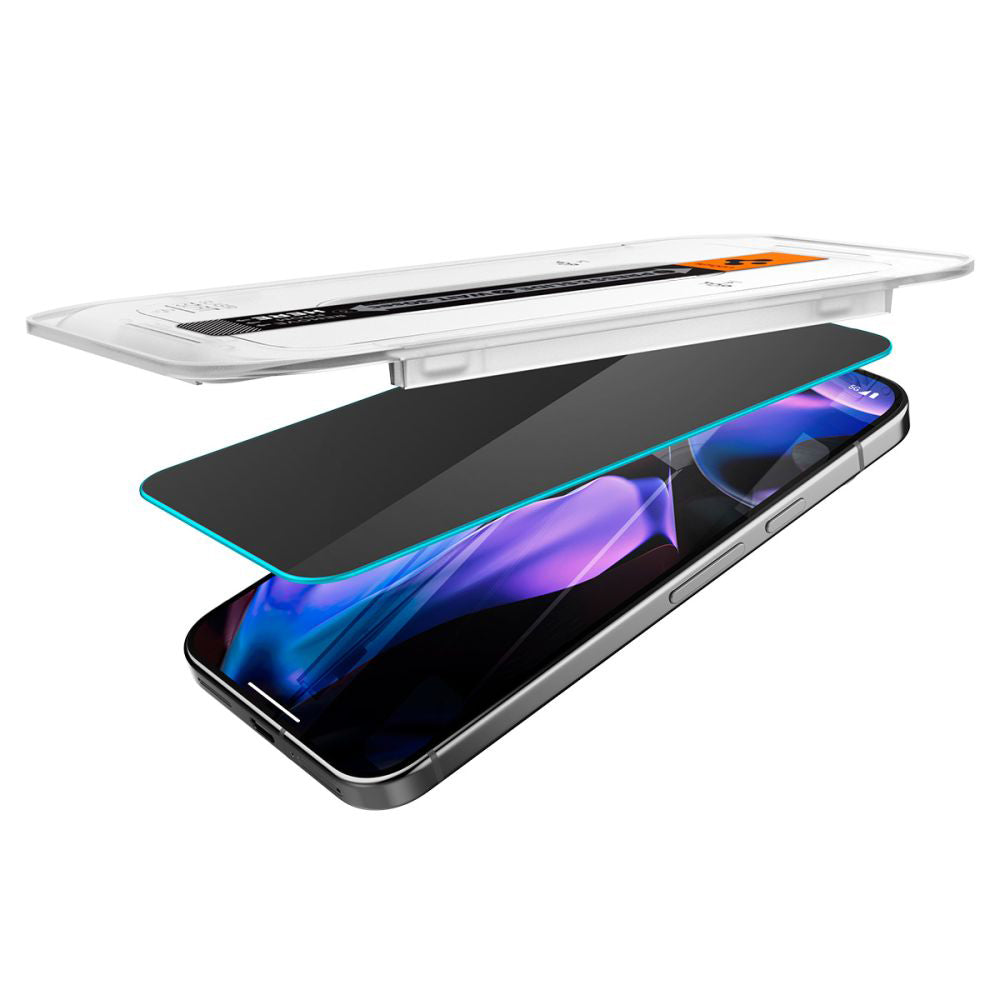 Spigen GlastR EZ FIT Privacy-näytönsuoja Google Pixel 9 Pro XL:lle, karkaistu lasi, täysiliimainen, 2 kappaleen setti AGL09313