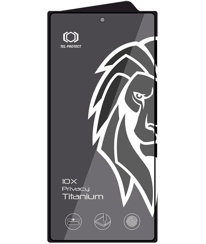 Tel Protect 10X Plus Titanium -yksityisyydensuojakalvo Samsung Galaxy S25 Ultra S938 -puhelimelle, karkaistua lasia, täysliimautuva