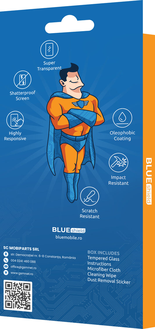 Suojakalvo Blue Shield Xiaomi Poco C75 5G / C75 / Redmi 14C -puhelimelle, Karkaistu lasi, Täysliima, Koteloystävällinen, Musta