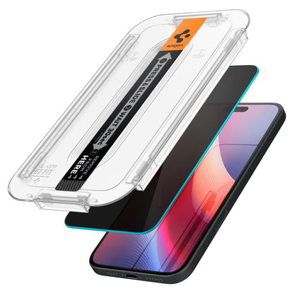 Spigen GlastR EZ FIT Privacy Screen Protector for Apple iPhone 16 / 15, Tempered Glass, Full Glue, Set of 2 Pieces