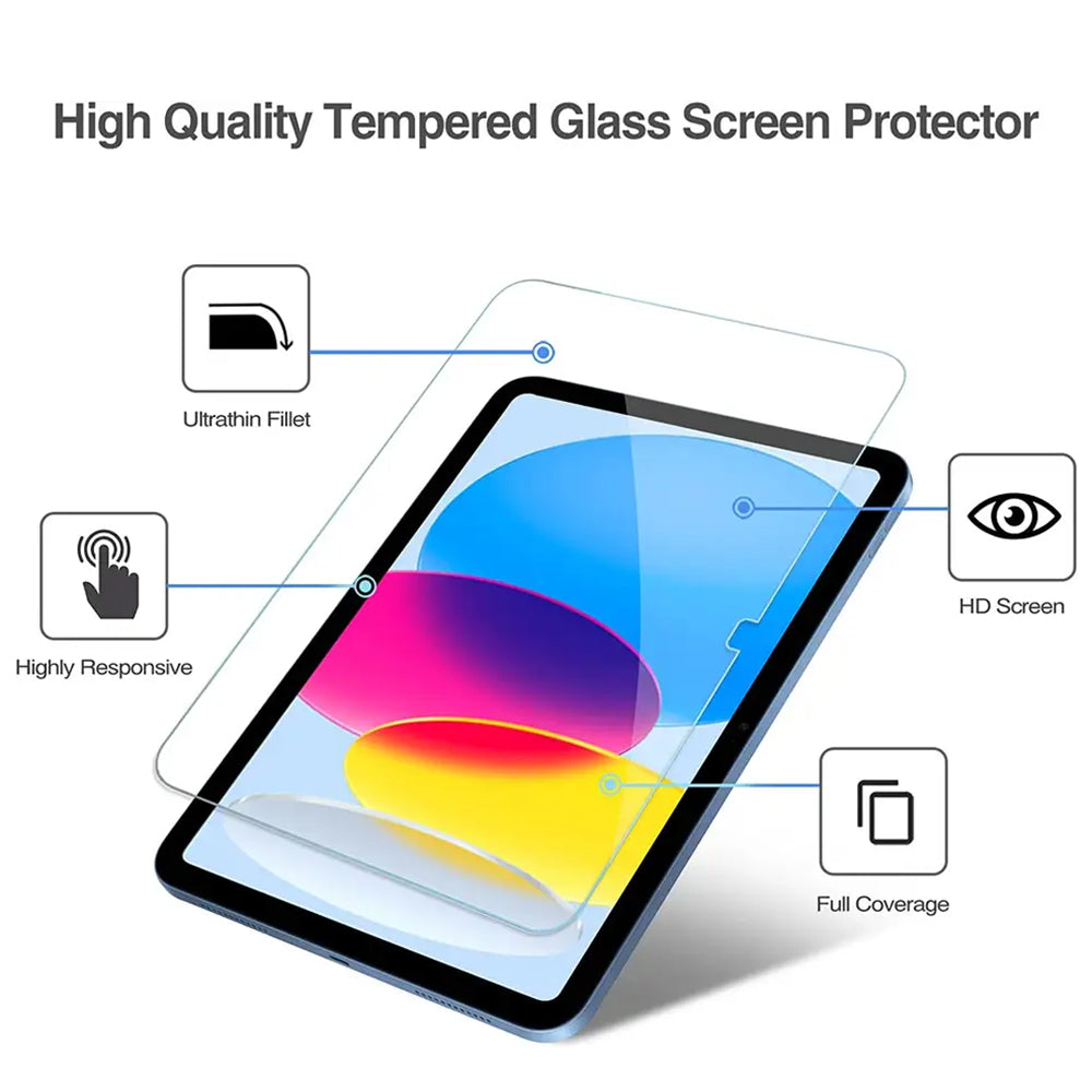 Clear Lito Classic -näytönsuoja Apple iPadille (2025) / (2022), karkaistu lasi, täysiliimainen, 2.5D