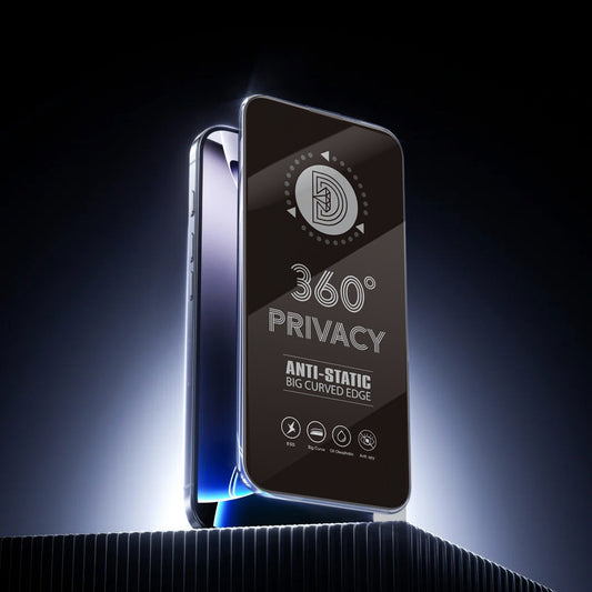 OEM 360 Privacy -näytönsuoja Apple iPhone 17 / 16 Prolle, karkaistu lasi, täysi liima