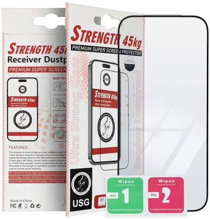 OEM Ultra Strong 45KG Näytönsuoja Apple iPhone 14 Plus / 13 Pro Max, Karkaistu Lasi, Täysi Liima, 2.5D, Musta