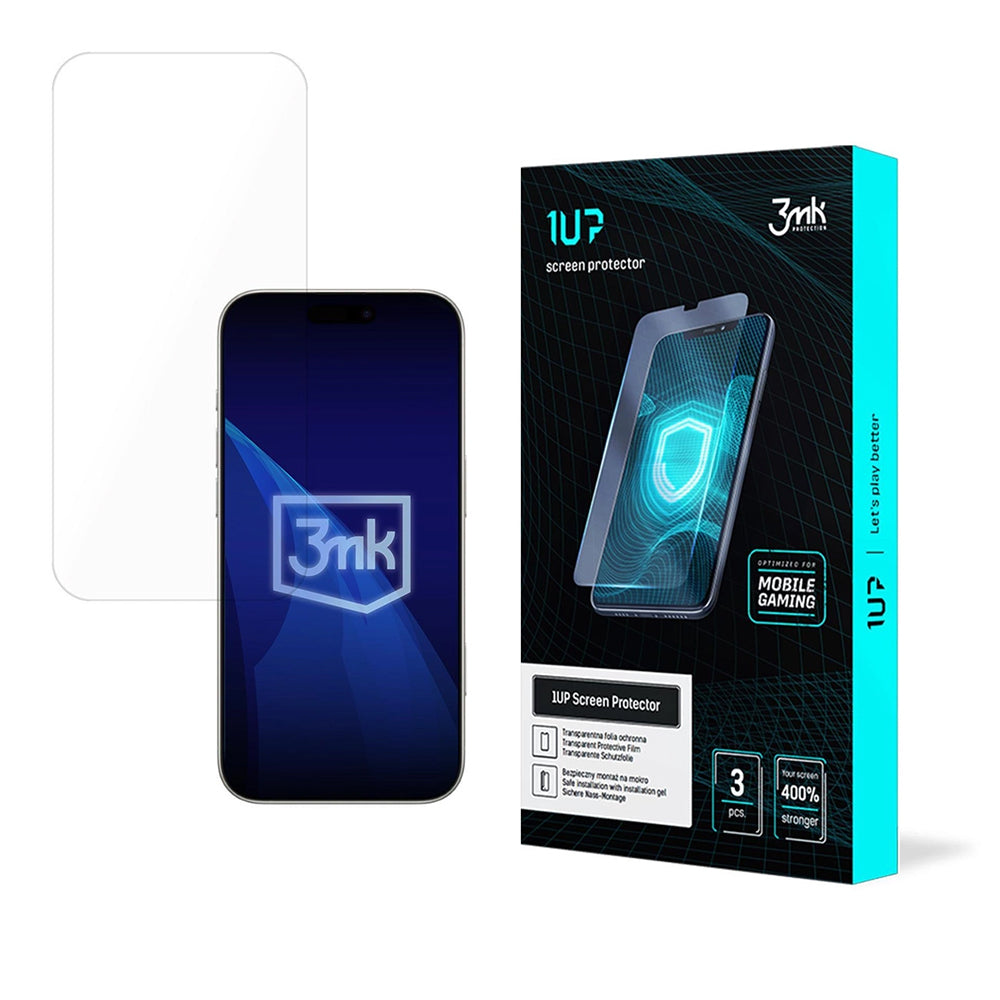 Näytönsuojakalvo 3MK 1UP Apple iPhone 17:lle, Panssarilasi, Full Glue, 3 kappaleen setti