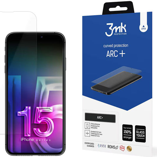 3MK ARC+ Näytönsuoja Apple iPhone 15:lle, muovia