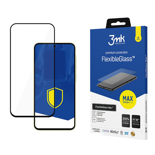 3MK FlexibleGlass Max -näytönsuoja Samsung Galaxy A35 5G A356:lle, joustava lasi, täysiliimainen, musta