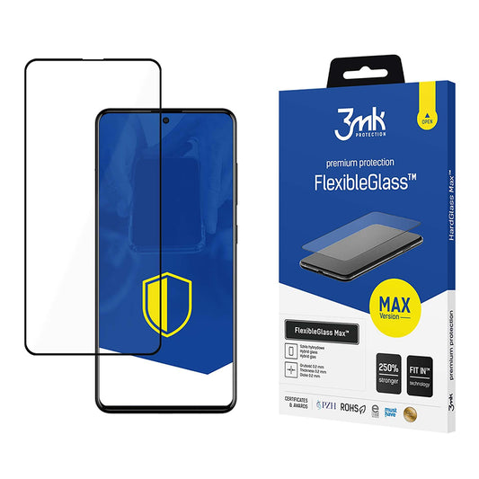 3MK FlexibleGlass Max -näytönsuoja Samsung Galaxy A52s 5G A528 / A52 5G A526 / A52 A525, joustava lasi, täysiliimainen, musta