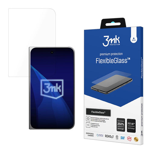 3MK FlexibleGlass -suojakalvo ulkonäytölle Apple iPhone Duo -puhelimeen, joustava lasi, koko pinnan liimapinta