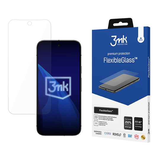 3MK FlexibleGlass -näytönsuoja Google Pixel 9a:lle, joustava lasi, täysiliima