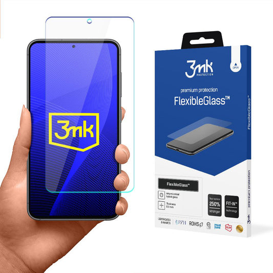 3MK FlexibleGlass -näytönsuoja Samsung Galaxy S23 S911:lle, joustava lasi, täysi liima