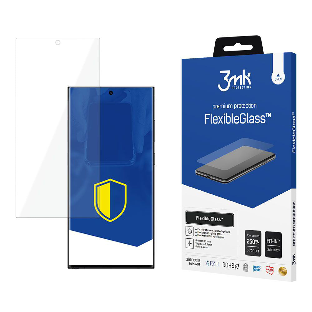 3MK FlexibleGlass -näytönsuoja Samsung Galaxy S24 Ultra S928:lle, joustava lasi, täysi liima