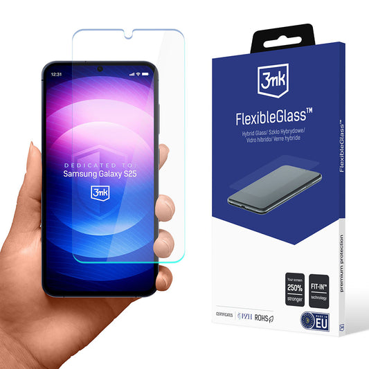 3MK FlexibleGlass -näytönsuoja Samsung Galaxy S25 S931:lle, joustava lasi, täysi liima