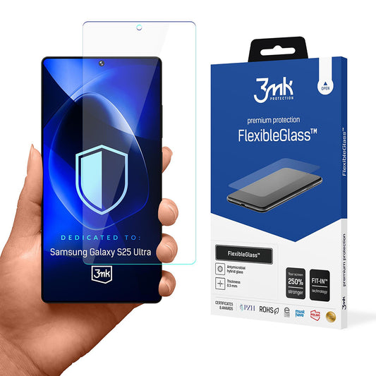 3MK FlexibleGlass -näytönsuoja Samsung Galaxy S25 Ultra S938:lle, joustava lasi, täysi liima