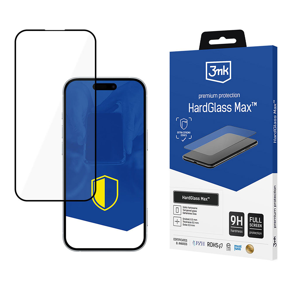 Suojakalvo 3MK HardGlass Max Apple iPhone 17 Pro:lle, Karkaistu lasi, Full Glue, Musta