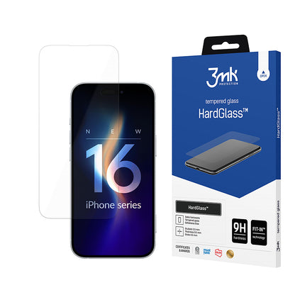 3MK HardGlass -näytönsuoja Apple iPhone 16 Pro Maxille, turvalasi, täysi liima