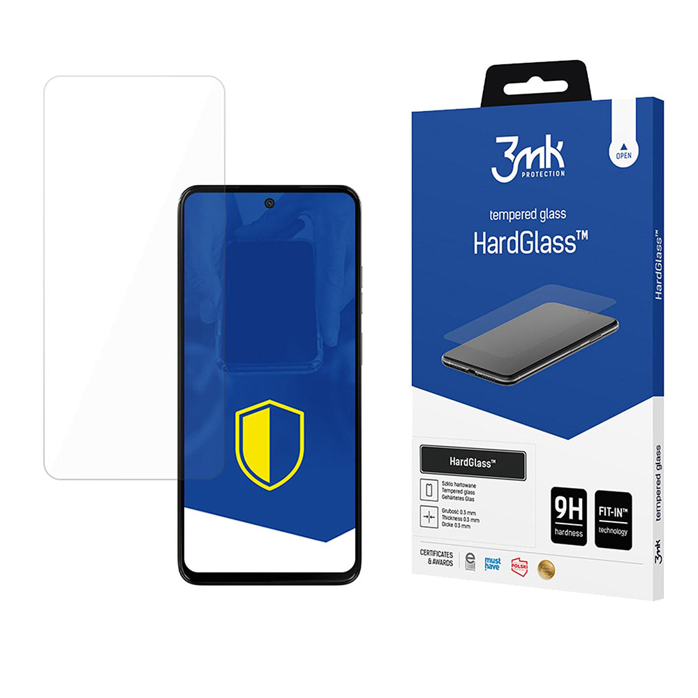 3MK HardGlass -näytönsuoja Motorola Moto G15 / G15 Power / E15 / G05 -puhelimille, turvalasi, täysi liima