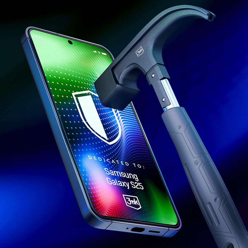 Näytönsuoja 3MK Hardy Ultra Samsung Galaxy S25 S931:lle, Karkaistu lasi, Täysi liima, Musta
