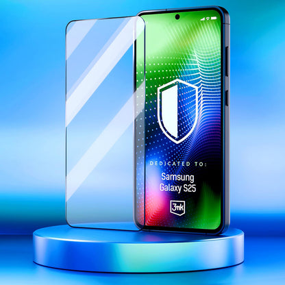 Näytönsuoja 3MK Hardy Ultra Samsung Galaxy S25 S931:lle, Karkaistu lasi, Täysi liima, Musta