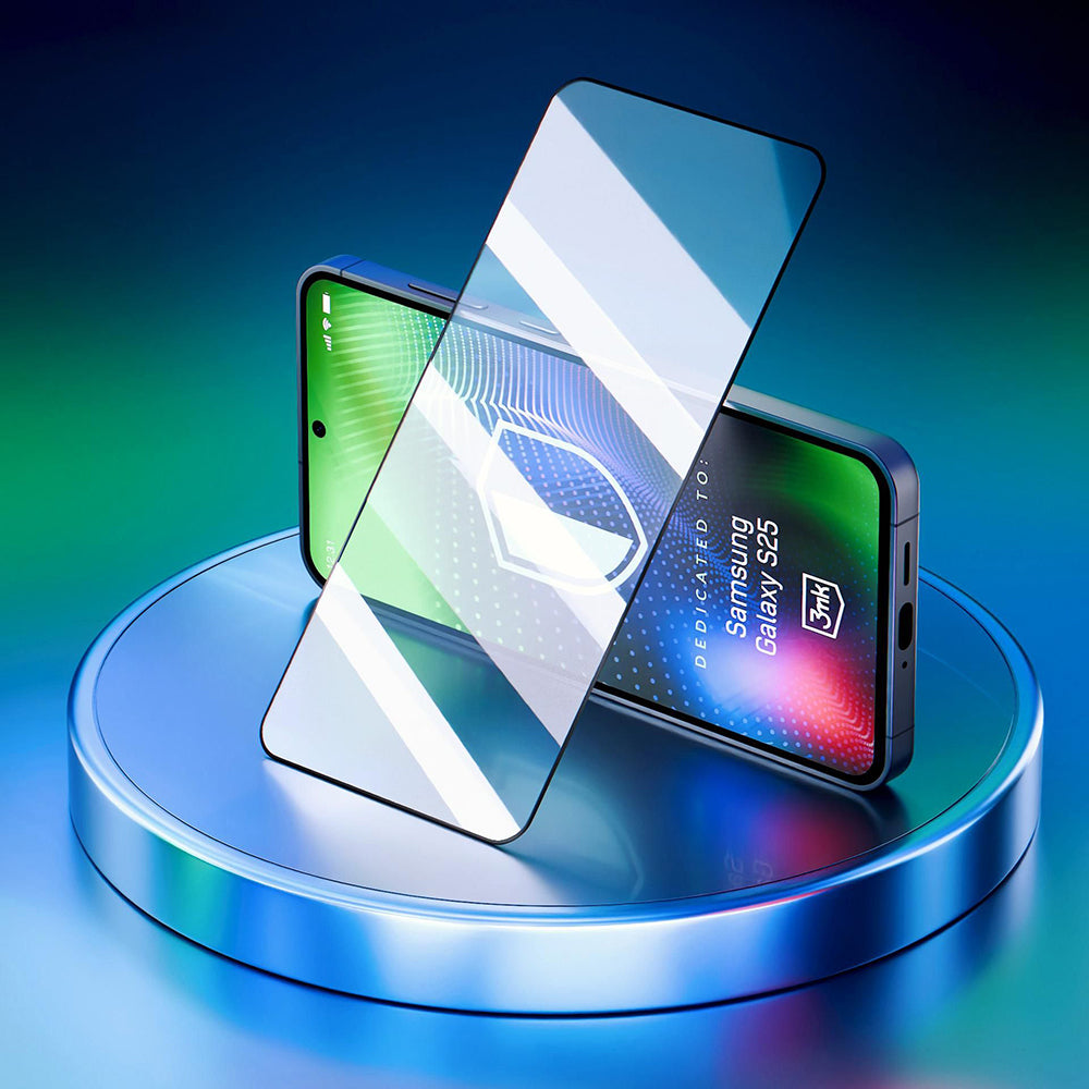 Näytönsuoja 3MK Hardy Ultra Samsung Galaxy S25 S931:lle, Karkaistu lasi, Täysi liima, Musta