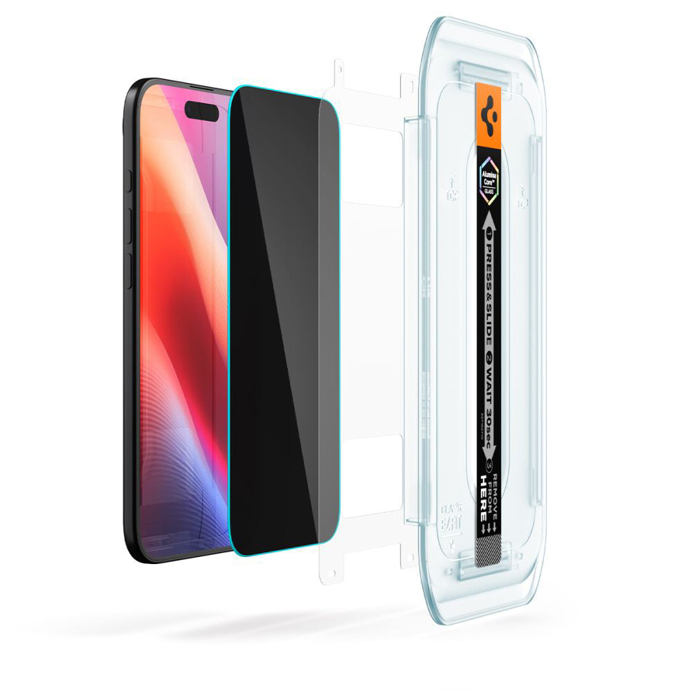 Näytönsuojakalvo Privacy Spigen GlastR EZ FIT Apple iPhone 17 Air:lle, Panssarilasi, Täysliima, 2 kappaleen setti