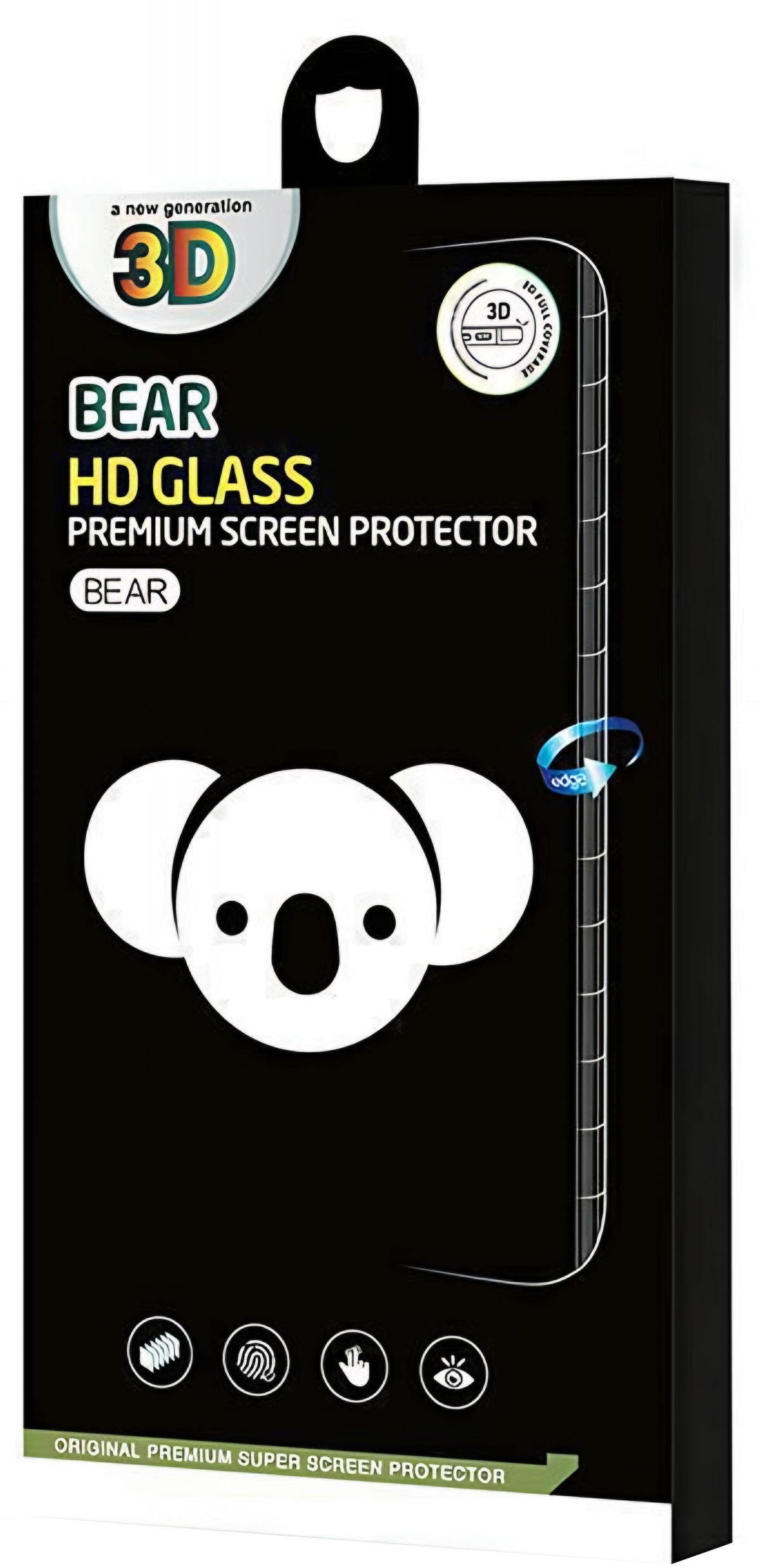 Bear HD -näytönsuoja Apple iPhone 17 Airille, karkaistu lasi, täysiliimainen, musta
