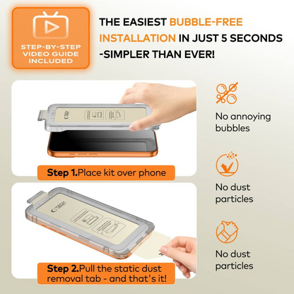 Tech-Protect Quick Set+ suojakalvo Apple iPhone 17:lle, Panssarilasi, Täysliima, 2 kappaleen setti, Musta